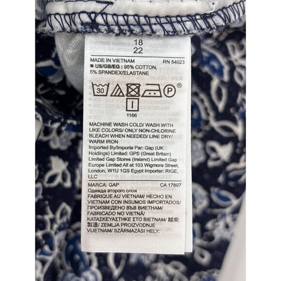 Gap Curvy Signature Skinny Ankle Floral Paisley Stretch Pant Navy Blue 18 NEW - Picture 7 of 7